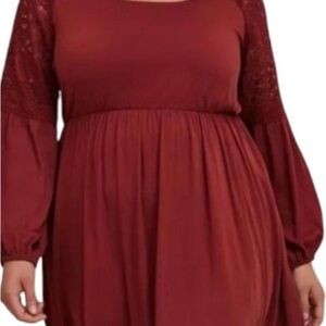 Torrid Rich Burgundy Long Sleeve Dress